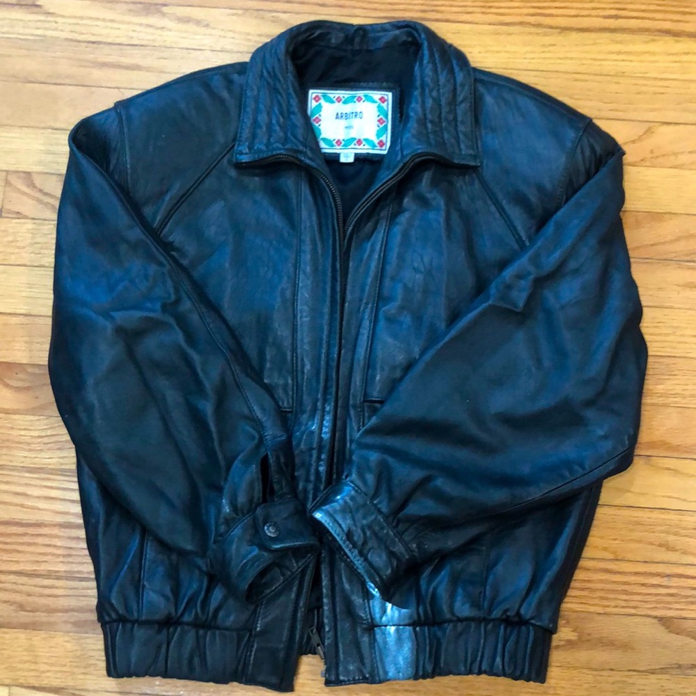Arbitro piel vintage black leather jacket